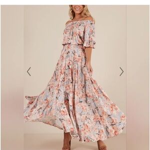 Showpo Pastel Floral Off-Shoulder Maxi Dress